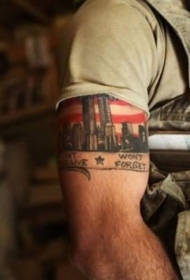 肩部彩色阿富汗美军士兵纹身图片