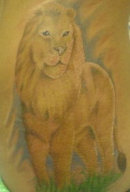 腰部彩色苍白的狮子纹身图案