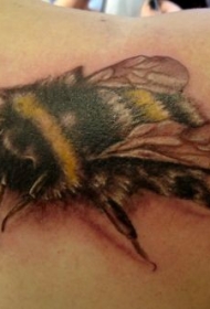 肩部3D彩色大黄蜂纹身图案