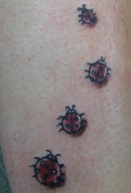 腿部红瓢虫昆虫纹身图案