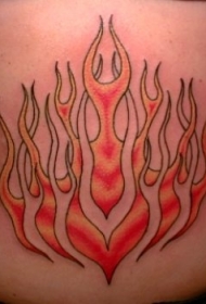 腹部彩色对称火焰纹身图案