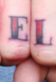 手指彩色英文字母纹身图案