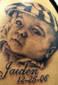 肩部照片孩子肖像纹身图案