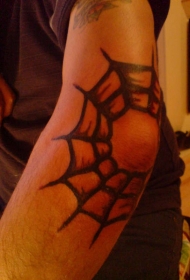 手臂个性黑色蜘蛛网纹身图案
