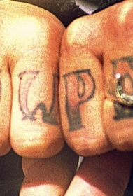 男性手指花体字母纹身图案