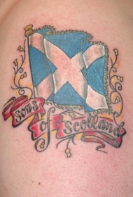 肩部彩色苏格兰爱国者纹身图案