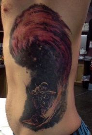 腰侧暗空间宇航员纹身图案