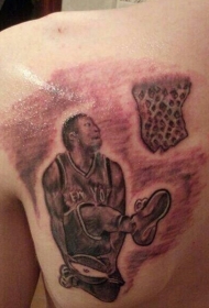 肩部棕色涂鸦篮球运动员纹身图片