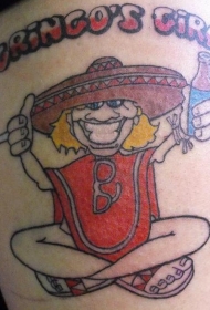 手臂彩色卡通墨西哥吸烟者纹身