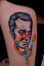 手臂彩色愚蠢的肖像纹身图案