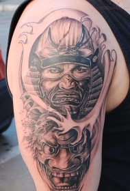 肩部棕色野蛮武士纹身图案