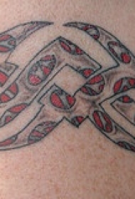手臂彩色小部落纹身与红色装饰纹身图案