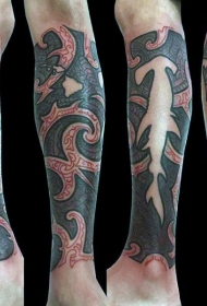 腿部彩色鲨鱼各种饰品纹身图片