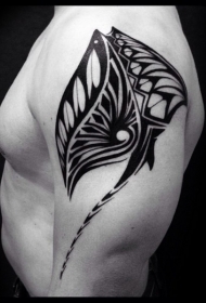 肩部大部落式黑白神秘部落纹身图案