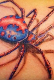手臂彩色3D红蜘蛛纹身图案