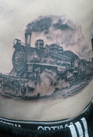 彩色逼真惊人的西方列车纹身图案