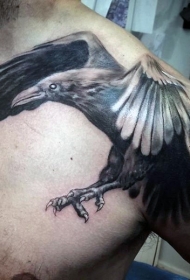 优越设计的黑灰大乌鸦纹身图案
