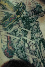 背部彩色墨西哥强盗纹身图片