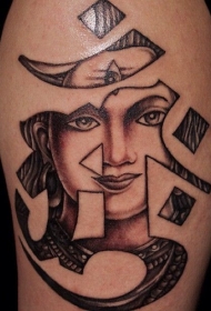 肩部黑色印度教湿婆神纹身图案