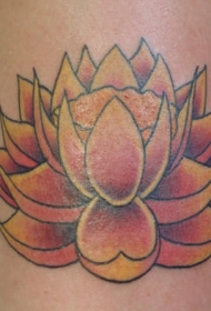 手臂彩色神圣的黄莲花纹身图案