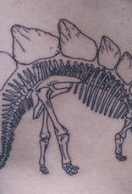 手臂黑色剑龙的骨架纹身图案