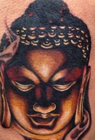 腿部彩色印度教佛的画像纹身图案