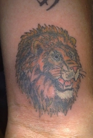 手腕彩色的狮子头纹身图案