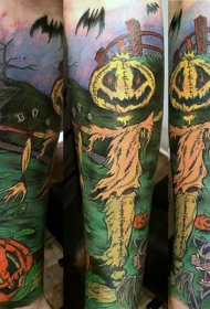 手臂彩色令人毛骨悚然的怪物墓地纹身