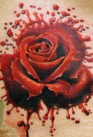 情侣手腕彩色血玫瑰纹身图案