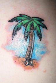 肩部彩色小棕榈树纹身图案