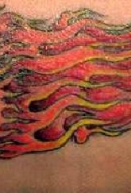 腹部彩色火焰十三号纹身图案