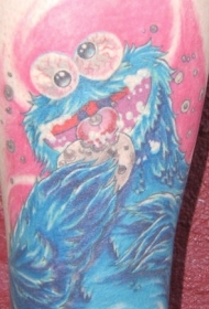 手臂彩色饼干怪物纹身图案