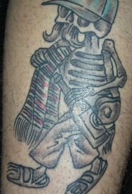 手臂黑灰墨西哥骷髅纹身图案