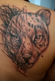 肩部棕色有趣的豹子纹身图案