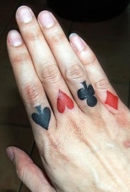 手指扑克牌符号纹身图案