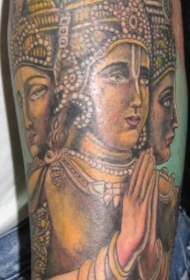 手臂彩色印度神梵天纹身图案