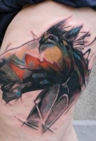 肩部插画风格的彩色有趣的马纹身