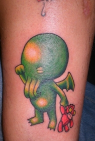 腿部彩色生物怪物儿童纹身图片