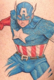 肩部彩色美国爱国队长纹身图案