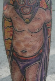 手臂彩色墨西哥摔跤战士纹身图案