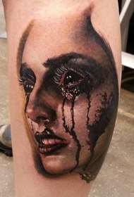 腿部彩色真实照片恶魔女人纹身图片