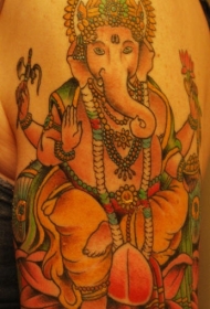 手臂彩色印度神甘尼萨纹身图案