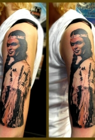 手臂彩色印度女人肖像纹身图案