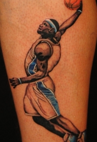 腿部彩色肩篮球运动员纹身图案