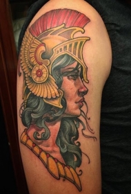 新流派彩色古代女战士纹身图案