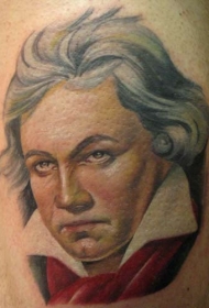 肩部插画风格彩色中世纪男子肖像纹身