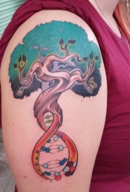 原始DNA形状的彩色树纹身图案