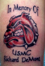 腿部彩色美国海军陆的斗牛纹身