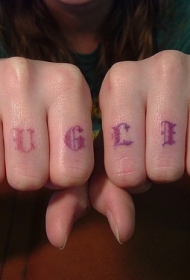 手指字母彩色花体纹身图案