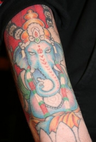 手臂彩色东印度甘尼萨纹身图片